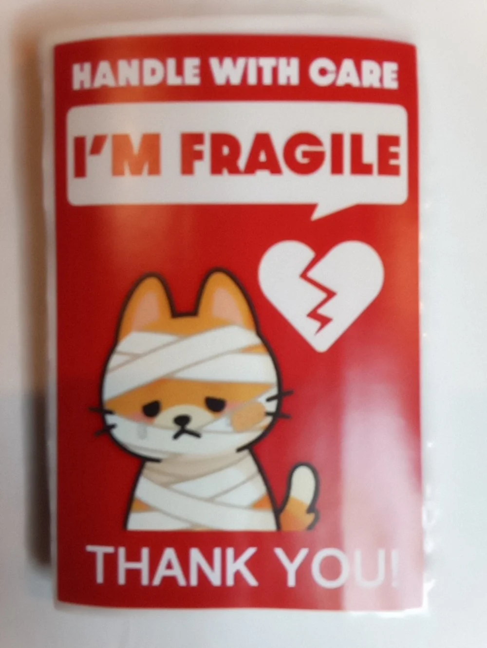 (50) I'm Fragile Cat Stickers - Red - Unbranded